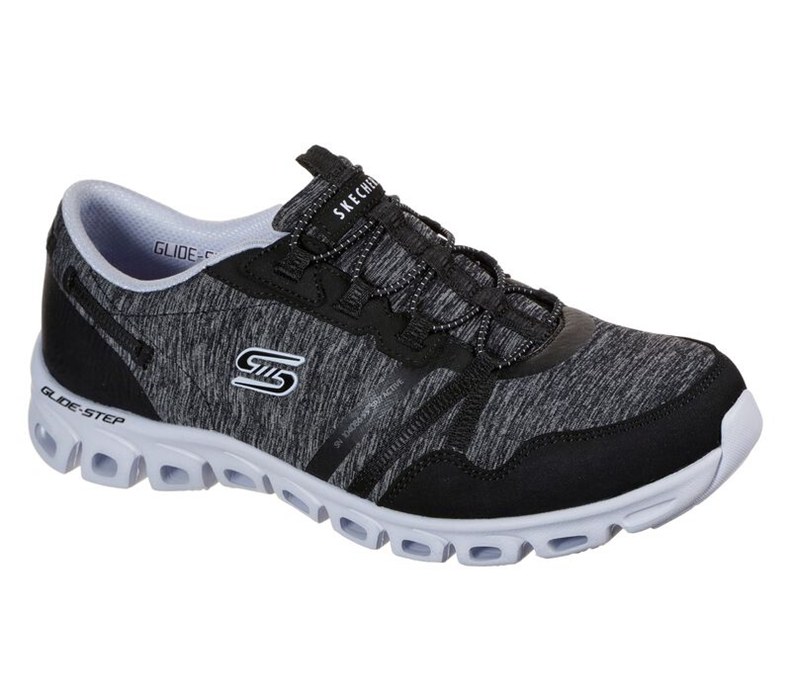 Skechers Dam Svarta/Lavendel Slip On - Glide Step - Stepping Up - Sverige (LGBSR-3268)